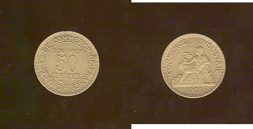 50 centimes Chambres de Commerce 1922 SPL